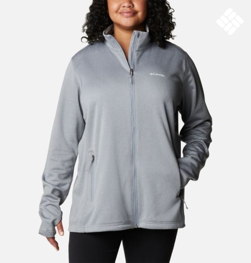 Women's Columbia Park View Grid Full Zip Fleece Sweatshirts Grey | Plus Size CA-T183A